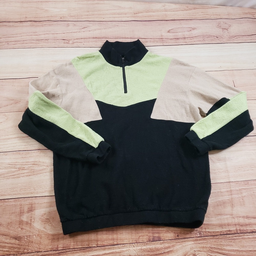 Urban Outfitters Sweater Womens Medium Black Green Fleece Sweatshirt Ladies